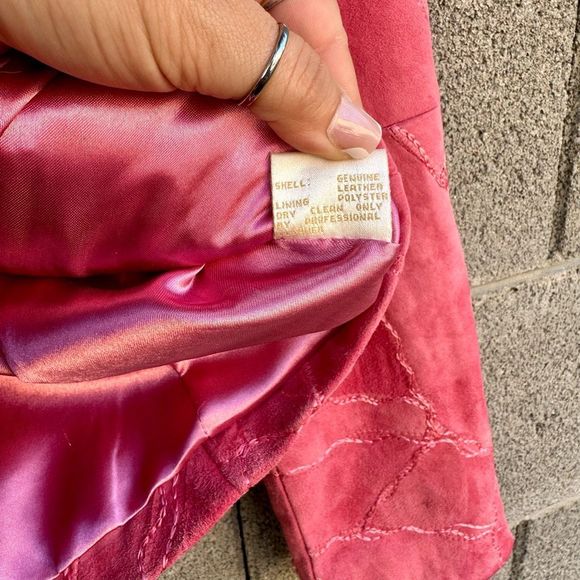 Large Vintage Pink Patchwork Leather Jacket - Picture 5 of 7